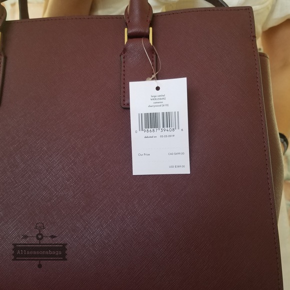 Kate spade LARGE satchel crossbody CHERRYWOOD bag - Picture 5 of 8